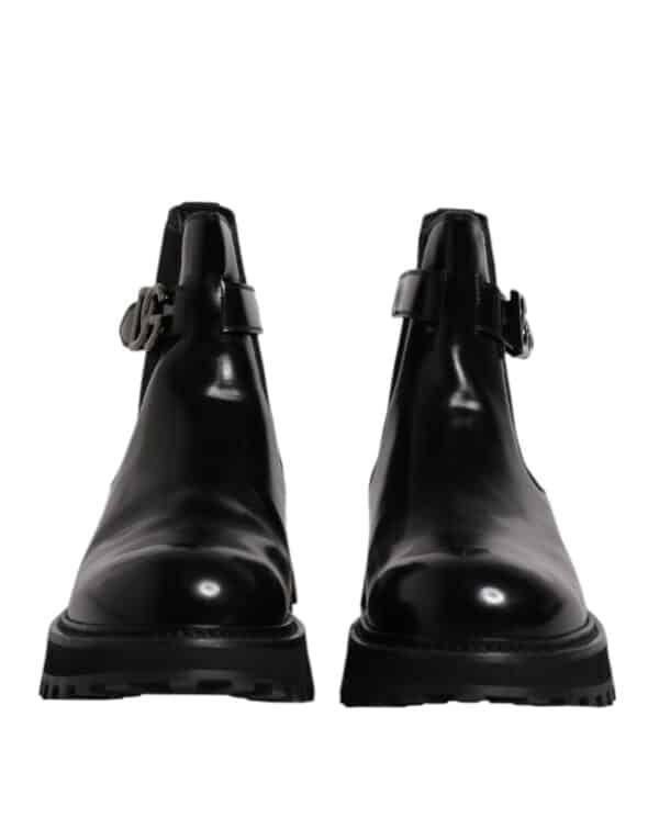 Dolce & Gabbana Black Belted DG Logo Men Chelsea Boots Shoes – Image 2