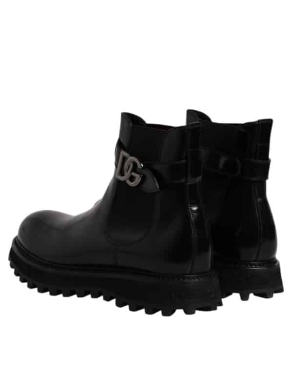 Dolce & Gabbana Black Belted DG Logo Men Chelsea Boots Shoes – Image 5