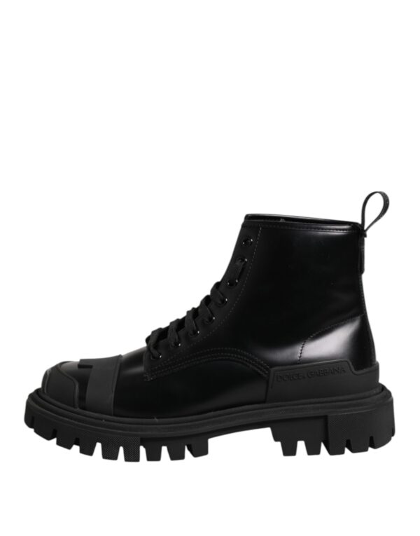Dolce & Gabbana Black Leather Lace Up Mid Calf Boots Shoes – Image 6