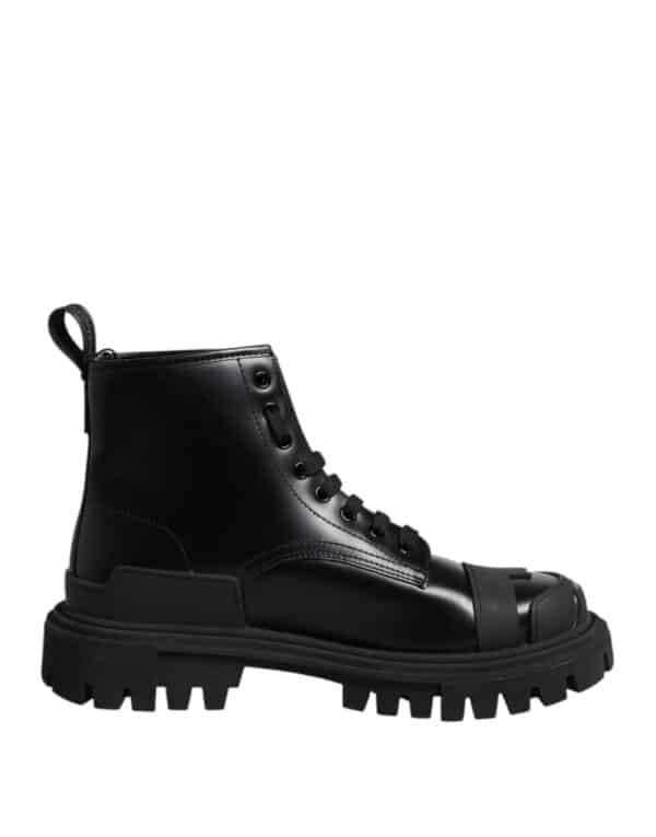 Dolce & Gabbana Black Leather Lace Up Mid Calf Boots Shoes – Image 7