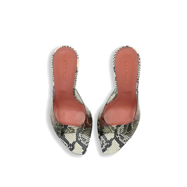 Amina Muaddi Alexa Glass 95 Snake Sandals – Image 4