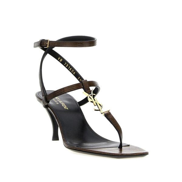 Saint Laurent Cassandra Leather Flip-Flop Sandals – Image 2