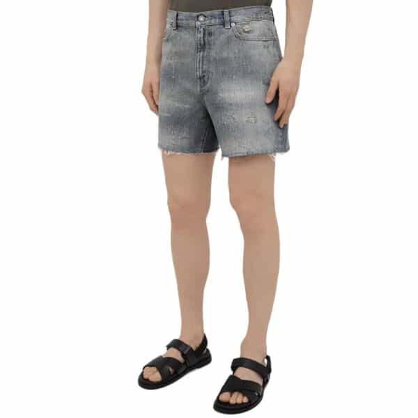 Saint Laurent Denim Destroyed California Shorts – Image 2