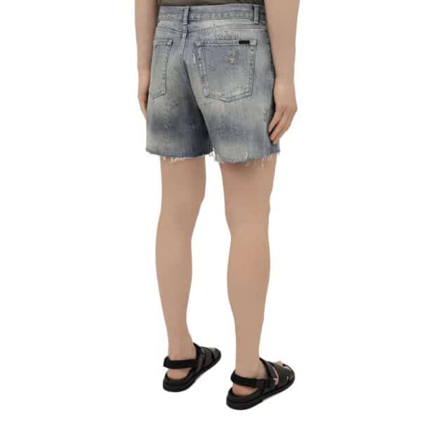 Saint Laurent Denim Destroyed California Shorts – Image 3