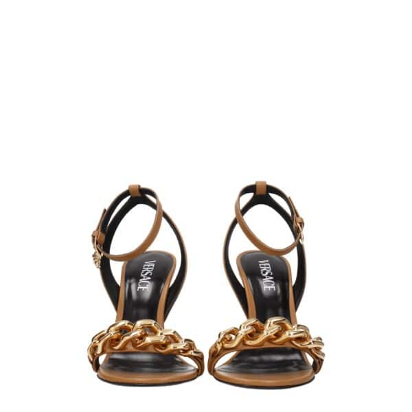Versace Brown Leather Stiletto Heels Sandals – Image 3