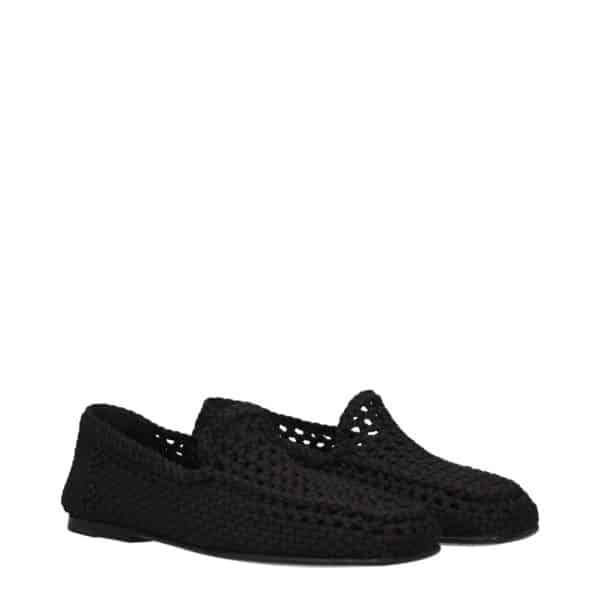Dolce & Gabbana Black Fabric Slip-On Loafers – Image 2