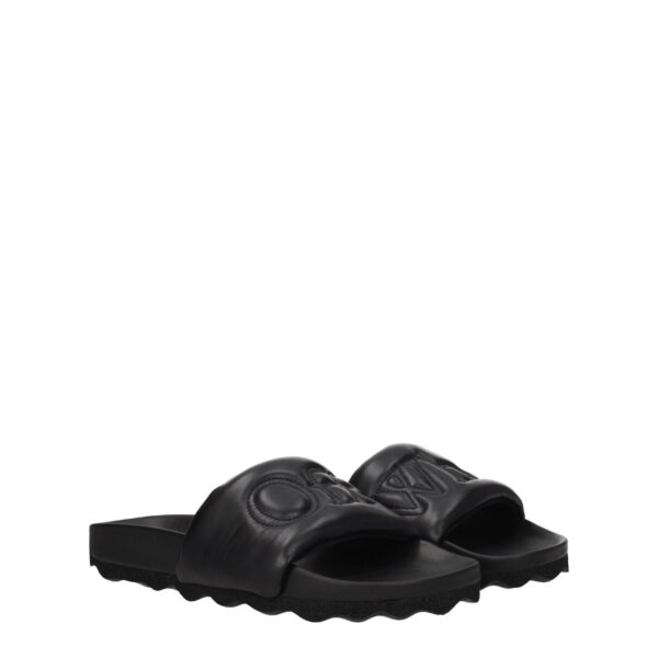 Off-White Black Leather Slippers Sandals – Image 2