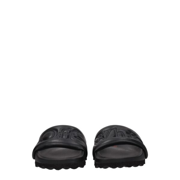 Off-White Black Leather Slippers Sandals – Image 3
