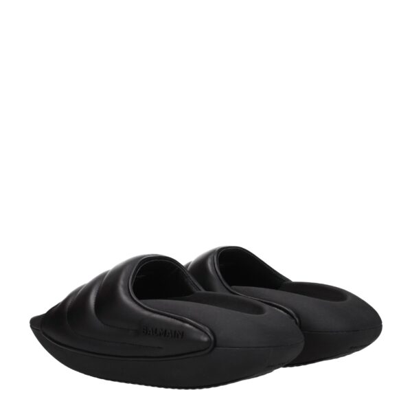 Balmain Black Leather Slippers Sandals – Image 4