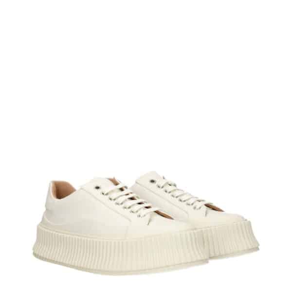 Jil Sander White Fabric Platform Sneakers – Image 2