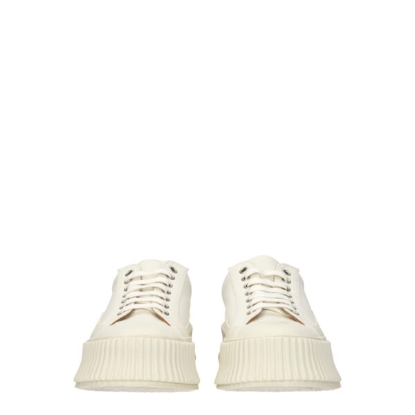 Jil Sander White Fabric Platform Sneakers – Image 3