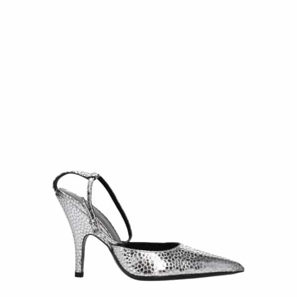 BY FAR Gray Leather High Heel Pumps
