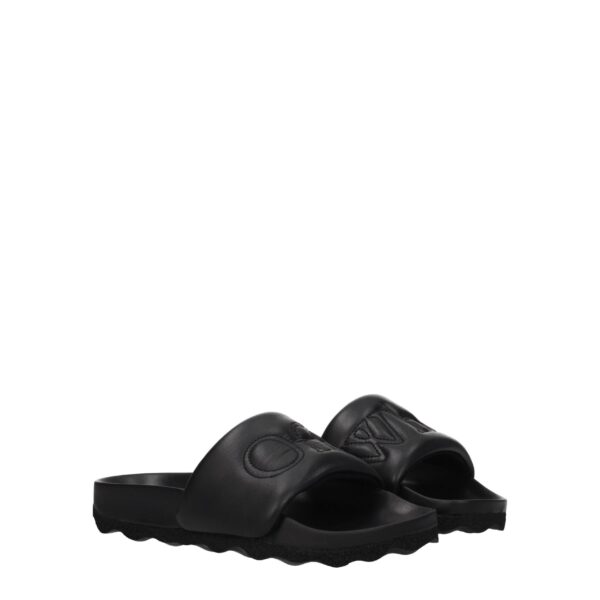 Off-White Black Leather Slippers Sandals – Image 2