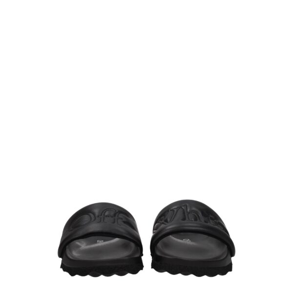 Off-White Black Leather Slippers Sandals – Image 3
