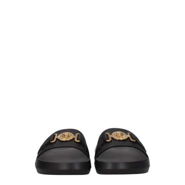Versace Black Leather Slippers Sandals – Image 3