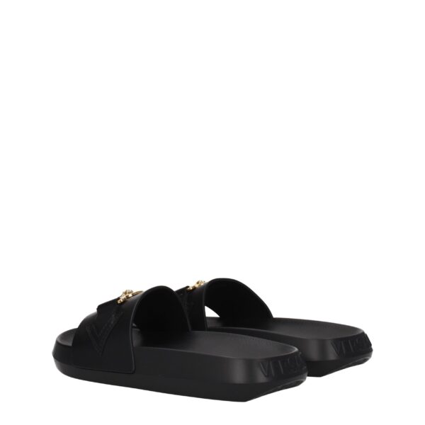 Versace Black Leather Slippers Sandals – Image 4