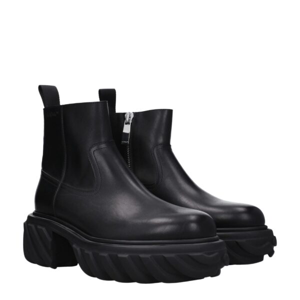 Off-White Black Leather Ankle Boots – Image 2