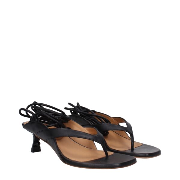 Off-White Black Leather Flip-Flop Sandals – Image 2