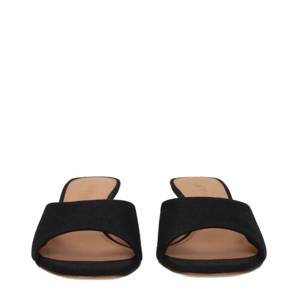 Off-White Black Linen Flat Sandals – Image 3