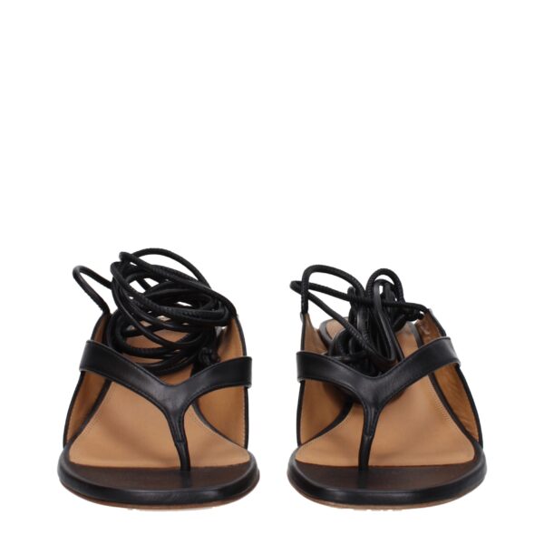 Off-White Black Leather Flip-Flop Sandals – Image 3