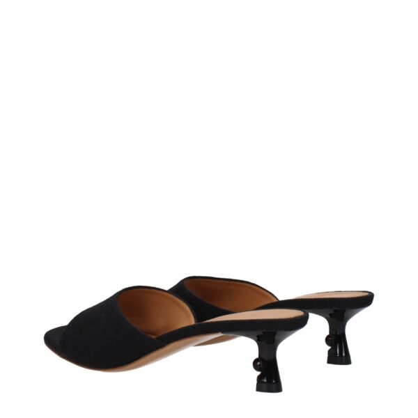 Off-White Black Linen Flat Sandals – Image 4