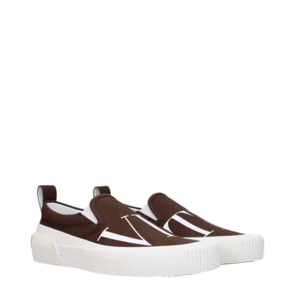 Valentino Garavani Brown Fabric Slip-On Loafers – Image 2