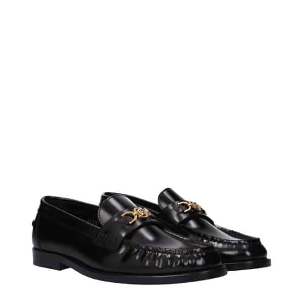 Versace Black Leather Slip-On Loafers – Image 2