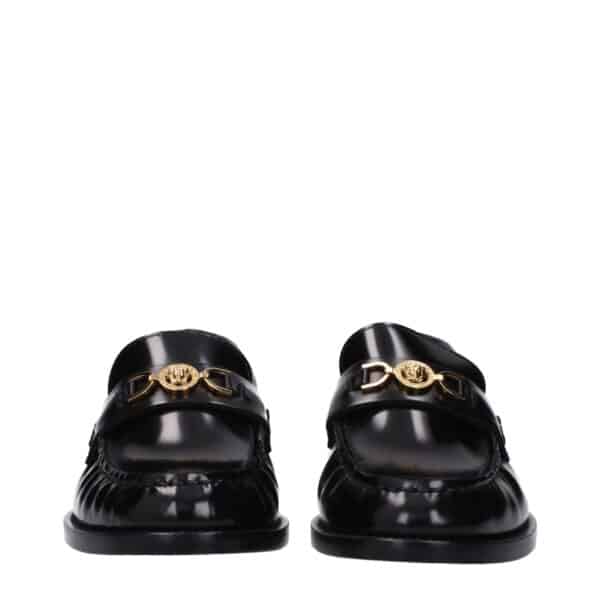 Versace Black Leather Slip-On Loafers – Image 3