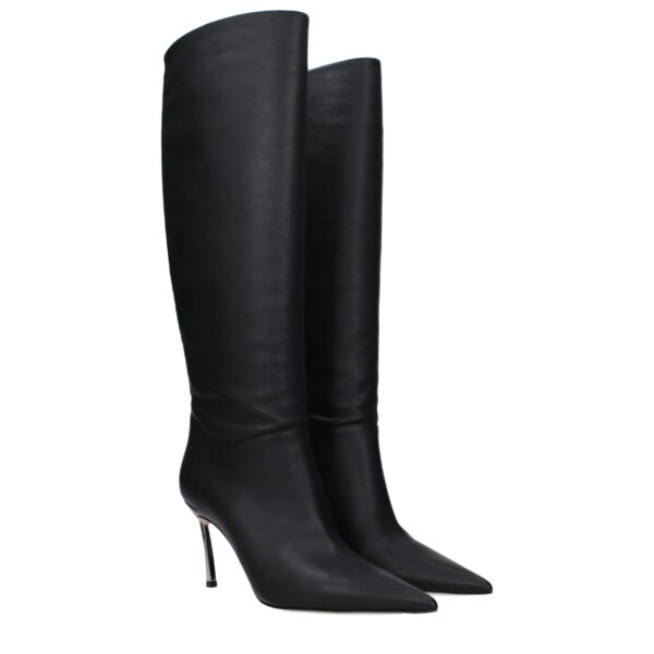 Casadei Black Leather High Heel Boots – Image 2