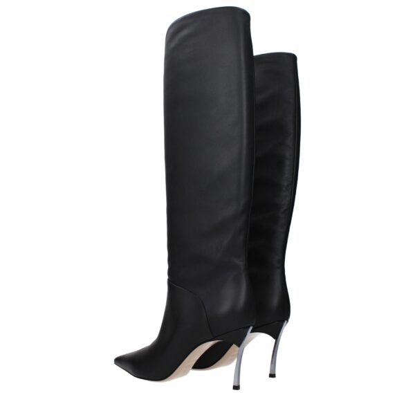Casadei Black Leather High Heel Boots – Image 4