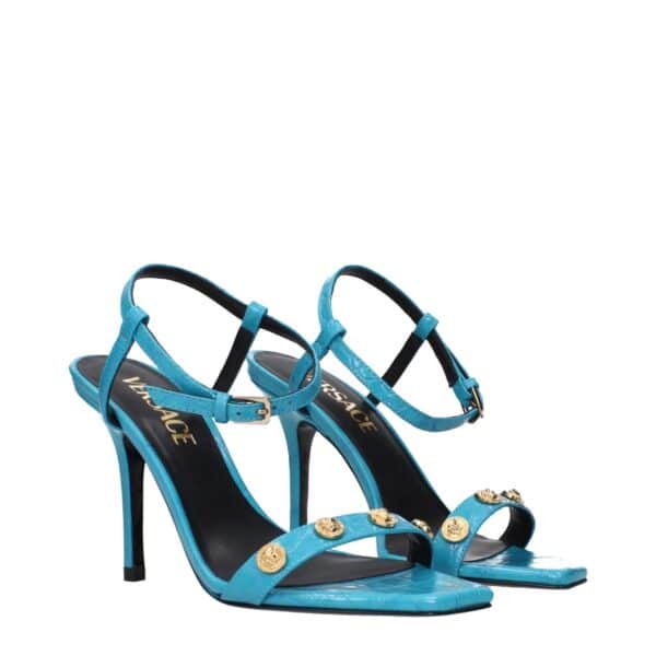 Versace Blue Leather Stiletto Heels Sandals – Image 2