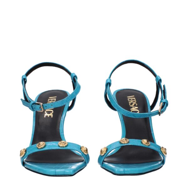 Versace Blue Leather Stiletto Heels Sandals – Image 3