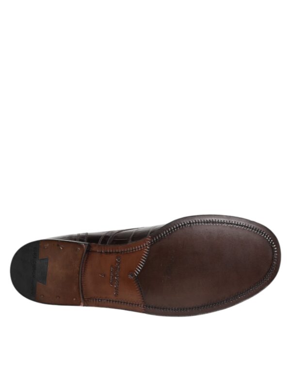 Dolce & Gabbana Dark Brown Leather Lace Up Short Boots Shoes – Image 8