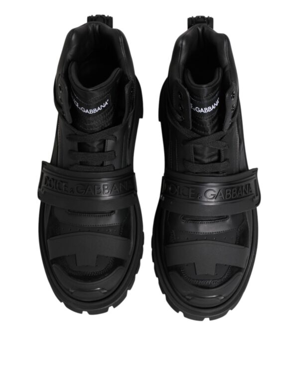 Dolce & Gabbana Black Leather Trekking Sneakers Boots Shoes – Image 3