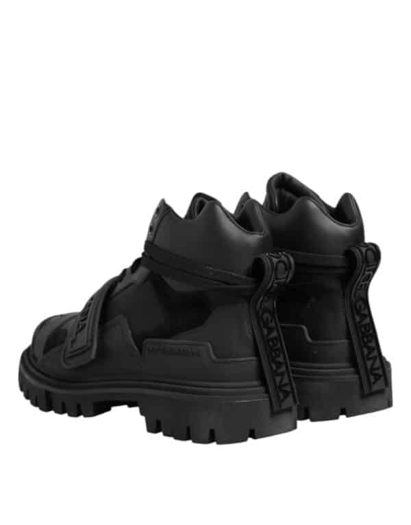 Dolce & Gabbana Black Leather Trekking Sneakers Boots Shoes – Image 5