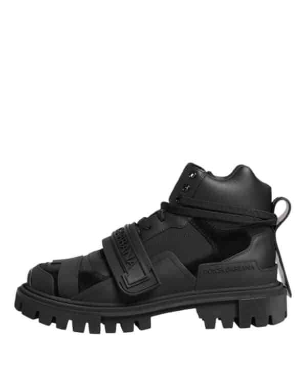 Dolce & Gabbana Black Leather Trekking Sneakers Boots Shoes – Image 6