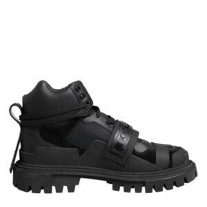 Dolce & Gabbana Black Leather Trekking Sneakers Boots Shoes