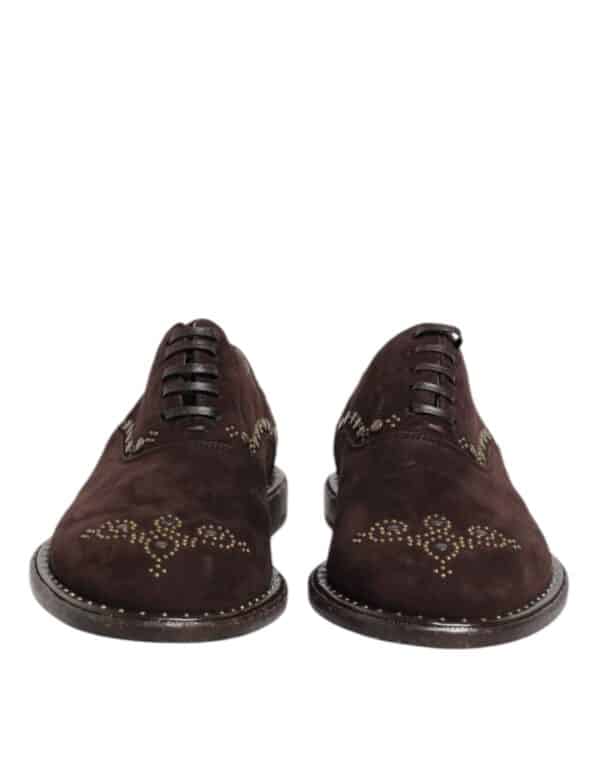 Dolce & Gabbana Brown Velvet Lace Up Oxford Dress Shoes – Image 2