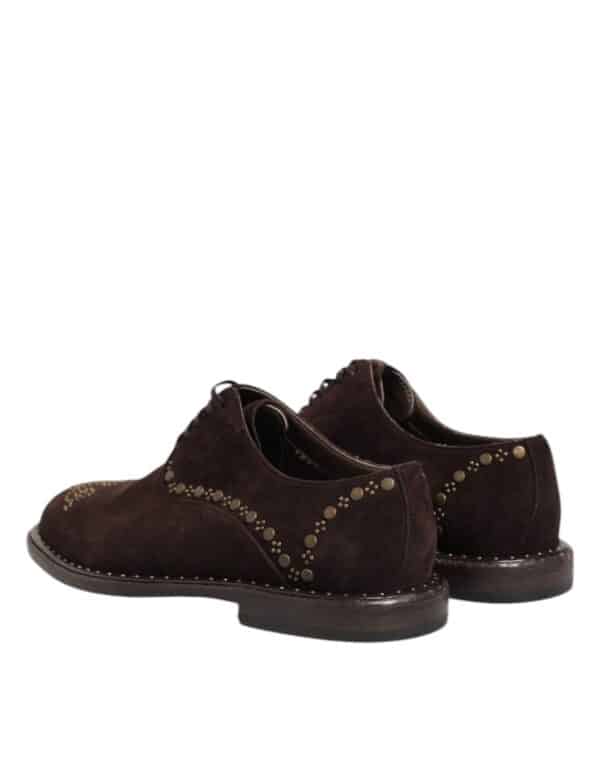 Dolce & Gabbana Brown Velvet Lace Up Oxford Dress Shoes – Image 5