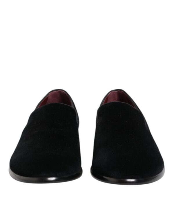 Dolce & Gabbana Black Velvet Loafers Formal Men Dress Shoes – Image 2