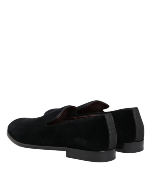 Dolce & Gabbana Black Velvet Loafers Formal Men Dress Shoes – Image 5