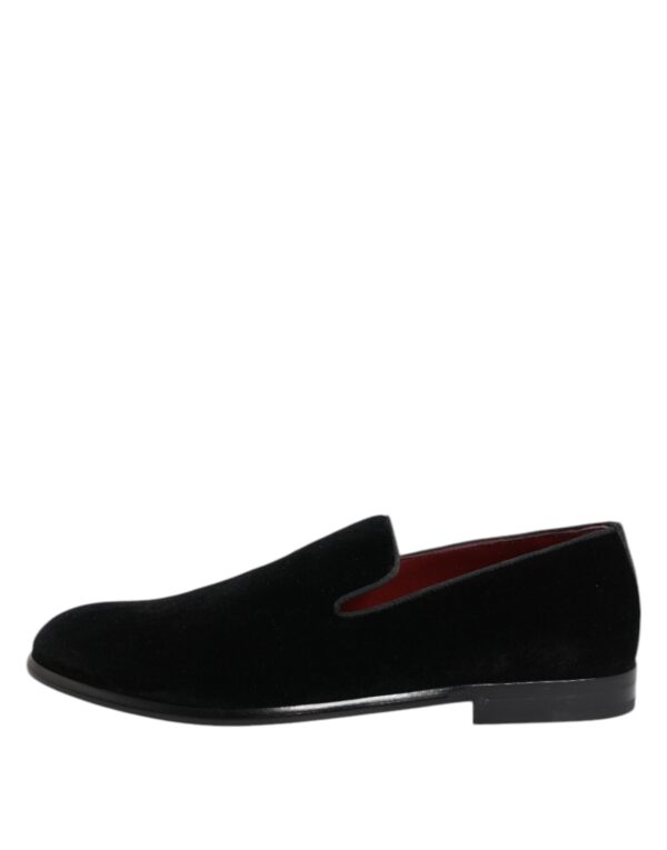 Dolce & Gabbana Black Velvet Loafers Formal Men Dress Shoes – Image 6