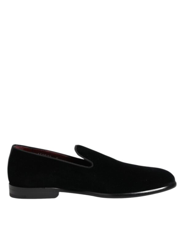 Dolce & Gabbana Black Velvet Loafers Formal Men Dress Shoes – Image 7