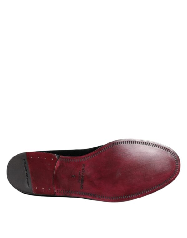 Dolce & Gabbana Black Velvet Loafers Formal Men Dress Shoes – Image 8