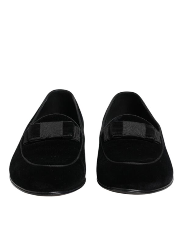 Dolce & Gabbana Black Velvet Loafers Formal Men Dress Shoes – Image 2