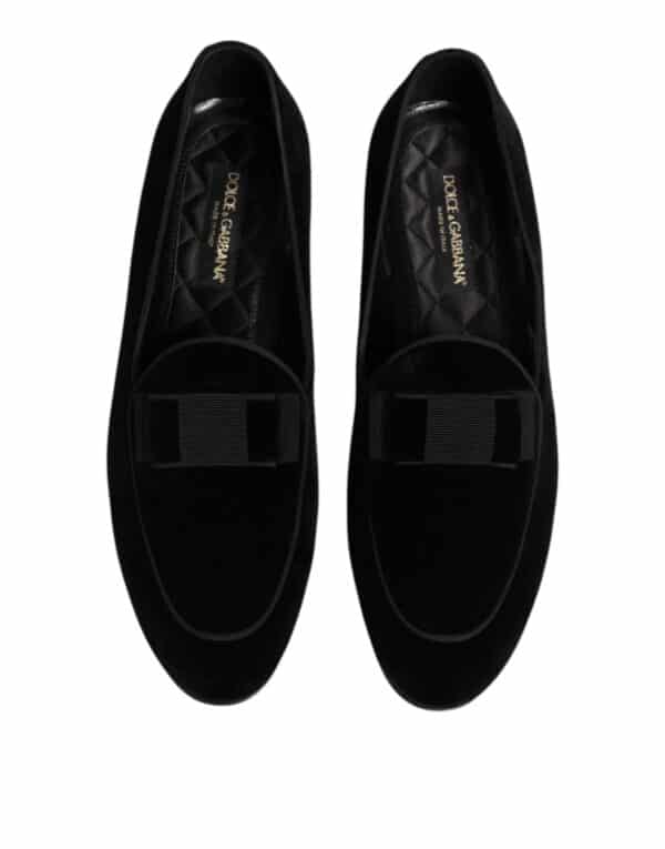 Dolce & Gabbana Black Velvet Loafers Formal Men Dress Shoes – Image 3