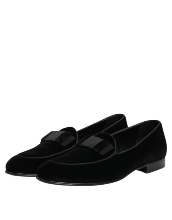 Dolce & Gabbana Black Velvet Loafers Formal Men Dress Shoes – Image 4