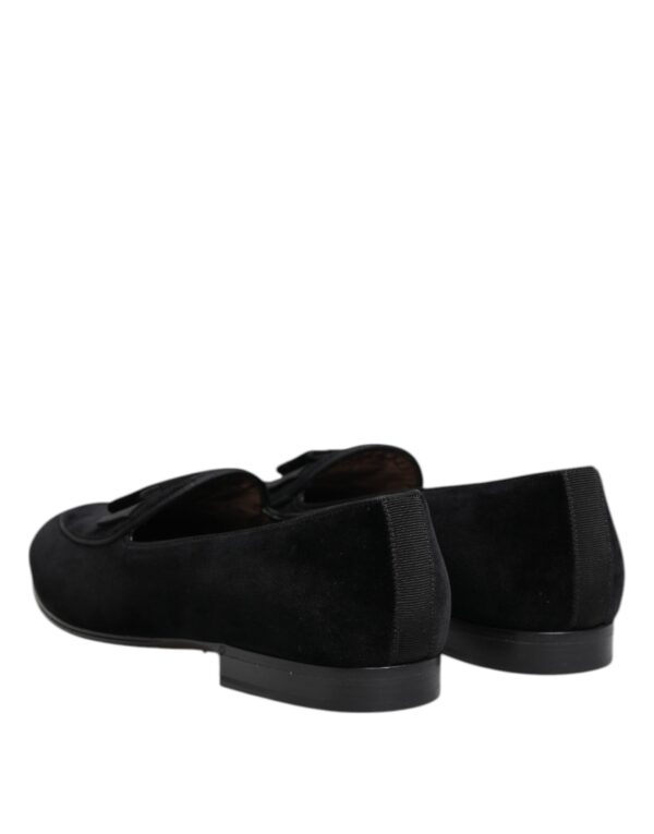 Dolce & Gabbana Black Velvet Loafers Formal Men Dress Shoes – Image 5