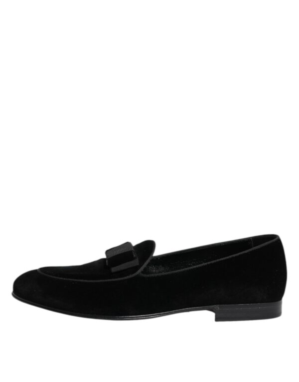 Dolce & Gabbana Black Velvet Loafers Formal Men Dress Shoes – Image 6