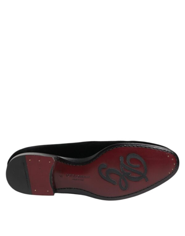 Dolce & Gabbana Black Velvet Loafers Formal Men Dress Shoes – Image 8